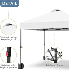 10x10 Pop Up Tent, Pop Up Canopy with Sidewall, UPF 50+, Easy to Set Up Outdoor Canopy, Adjustable Portable Gazebo for Parties, Camping, Gazebo with Wheel Cover Bag, 4 Sand Bags, 4 Ropes and 8 Spikes