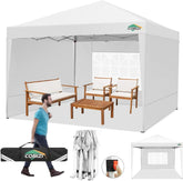 COBIZI 10x10 Pop Up Canopy Tent with 3 Sidewalls, Easy Up Canopy 10x10 Waterproof Commercial Outdoor Gazebo Portable Shelter Instant Tents for Parties,Backyard,Flea Market(Carrying Bag×1