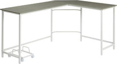 Grey and White L-Shape Computer Desk