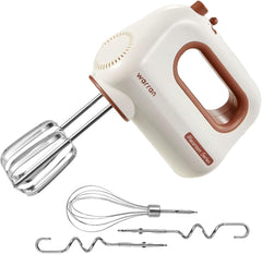 300W Compact Lightweight Electric Hand Mixer, with Powerful Quiet DC Motor for Baking, Cake, Brownies, Cookie Dough, Ideal for Home Kitchen (White)