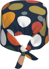 Cleaning Working Cap Beautiful Polka Dot Printed Chef Hat for Women & Men, Adjustable, Breathable Black