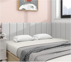 Peel and Stick Upholstered Headboard, 3D Anti-Collision Self-Adhesive Wall Panels, Wall Mounted Headboard for Wall Decor,Light Green,80x50cm