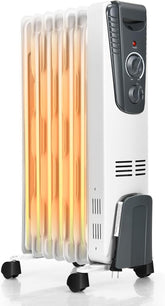 ORALNER Oil Filled Radiator Heater, 1500w Electric Space Heaters for Indoor Use, Portable Radiant Heater with Adjustable Thermostat, 3 Heat Settings, Quiet Working, Overheat & Tip-Over Protection