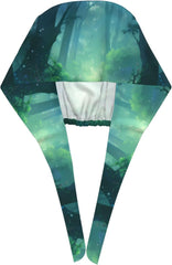 Cleaning Working Cap Misty Green Forest Printed Chef Hat for Women & Men, Adjustable, Breathable