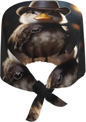 Cleaning Working Cap Cowboy Duckling Printed Chef Hat for Women & Men, Adjustable, Breathable Black