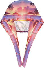 Cleaning Working Cap Beach at Sunset Printed Chef Hat for Women & Men, Adjustable, Breathable Black