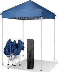 Canopy Tent, 5 X 5 FT Pop Up Canopy Outdoor Instant Tent Slant Legs with Carrying Bag, Portable Gazebo Shelter for Patio Deck Garden and Beach (Blue)