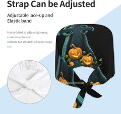 Cleaning Working Cap Pumpkin Grave Printed Chef Hat for Women & Men, Adjustable, Breathable Black