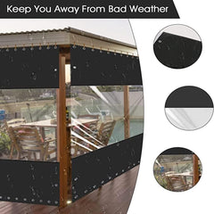 RAGGZZ Outdoor Curtain, Transparent Tarpaulin, Clear Tarpaulin, Glass Tarpaulin with Metal Grommets, Protects Against Water, for Gazebo, Pergola, Customizable (Size : 2.2x2m)