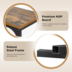 Adjustable Feet C Shaped Sofa Side Table,Sturdy Metal Frame for Bedside,Small Side Table for Couch,Home Office,Living Room,Brown