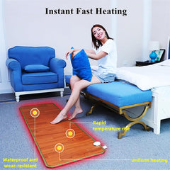 Heated Floor Mat Infrared Radiant Floor Heater,Portable Yoga Infrared Heating Carpet Mat,Electric Heated Area Rug,Carbon Crystal Heated Foot Warmers Under Desk,50 * 30cm