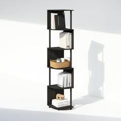 Furinno Basic Book Shelf, 4-Tier Bookshelf, Bookcase with Corner Shelf, 12 x 12 x 57.1, for Living Room, Bedroom, Home Office, Espresso