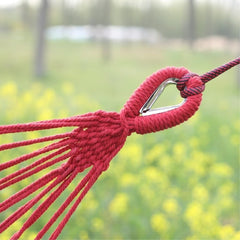 Backyard Patio Hammocks Outdoor Thickened Canvas Outdoor Bent Wooden Stick Hanging Sheet Double Hammock Swing Dormitory Camping Camping Essentials(Red,B)