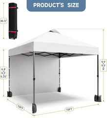 10x10 Pop Up Tent, Pop Up Canopy with Sidewall, UPF 50+, Easy to Set Up Outdoor Canopy, Adjustable Portable Gazebo for Parties, Camping, Gazebo with Wheel Cover Bag, 4 Sand Bags, 4 Ropes and 8 Spikes