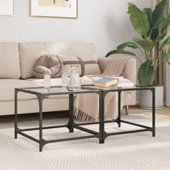 Modern Coffee Table with Glass Top and Stainless Steel Frame, Compact Design for Small Spaces, Stain-Resistant Surface, Polished Finish for Living Room Decor