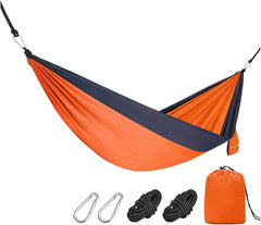 Camping Hammock, Camping Hammock 290 x 180 cm Portable Hammock with Straps and Carabiner, Lightweight Parachute Hammocks Camping Accessories Load Capacity 200 kg(Blue)