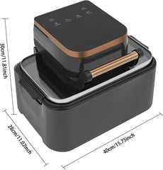 12.68QT Glass Air Fryer with Pull-Out Drawer, 1400W Family Size Oven with View Window, Adjustable Setting 176-382 ℉ & 0-65 minutes Auto Shutoff - for Baking, Roasting, Frying (Style 2 - Black)