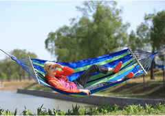 Camping Hammock, Hammock Outdoor Indoor Single Canvas Chair Wooden Stick Reinforcement Camping Travel Leisure Swing Easy to Carry(E)
