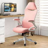 Office Chair Ergonomic Office Desk Chair with Adjustable Lumbar Support and Flip-up Arms, High Back Mesh Swivel Executive Computer Task Chair, Pink