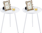 Apicizon 16" Round Side Table, Black End Table for Living Room, Bedside, Mid Century Modern Coffee or Circle Accent Table for Small Spaces, Metal Nightstand (Grey)