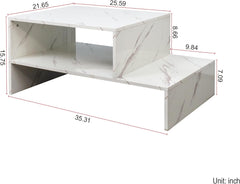 espidoo Modern Coffee Table with Architectural Shape: Unique Design White End Table - Creative Studio Furniture for Reception Areas & Workspace Storage