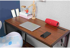 Pemberly Row 48" Home Office Computer Desk with Storage Bag USB Hub in Brown