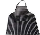 Aprons With Pockets Adjustable Black Stripe Bib Apron with Pockets Waiter Kitchen Cook Apron