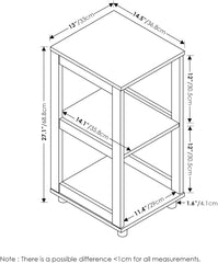 Furinno Moretti Side Table, 2-Tier Stackable Metal Frame End Table with Open Shelf, Night Stand, Bedside Table, Toolless Assembly, for Living Room, Bedroom, Solid White