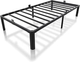 14 Inch Metal Bed Frame Twin Size, Heavy Duty Balck Platform Twin Bed Frames with Round Corner Legs, Mattress Slide Stopper, No Box Spring Needed, Easy Assembly