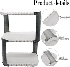 3-Tier End Table, Rustic Side Table with Metal Frame, Accent Bedside Table, 3 Tier Night Stands for Living Room, Bedroom, Entryway, Small Spaces (Rectangle)