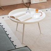 End Side Table, Round Table Living Room with Legs, Modern Night Stand with Storage Space,Home Decor Bedroom Nightstand for Living Room, Small Spaces, Easy Assembly Bedside Table (Short Style/White)