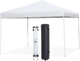 HomGarden Pop Up Canopy Tent, One-Button Push Setup, Portable Gazebo Shelter for Patio Deck Garden and Beach Adjustable Height Instant Portable Shelter 4 Weight Bags White