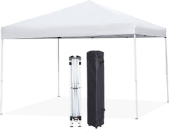 HomGarden Pop Up Canopy Tent, One-Button Push Setup, Portable Gazebo Shelter for Patio Deck Garden and Beach Adjustable Height Instant Portable Shelter 4 Weight Bags White