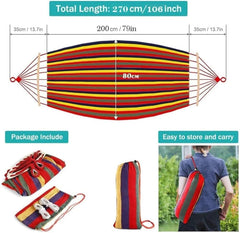 Camping Hammock Bed Camping Hammock Canvas Fabric Two Balance Beams Anti-Tip and A Strong Knot Hammocks for Travel Beach Backyard Hammock Swing