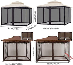 Mosquito Net with Zipper for Universal Outdoor 10X10 Canopy Tent,DIY Curtain Style Canopy Screen Walls for Patio Gazebo Garden and Backyard (Only Mosquito Net),White,360x360
