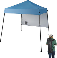 6x6 FT Pop Up Canopy Tent with 1 Sidewalls,Commercial Instant Awning Portable Freestanding Shelter w/Carry Bag, Wedding Tents for Parties,Beach,Backyard,Camping,Outdoor, Easy Set Up Tent,Blue
