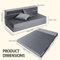 4 in 1 Convertible Folding Sofa Bed - Floor Couch Memory Foam Couch Floor Lounge Sleep Mattress for Living Room Guestroom Home Apartment Floor Sofa Bed Dark Gray