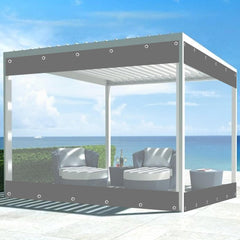 Outdoor Clear Tarp Curtain, pergola double-sided waterproof Tarpaulin side panels, 0.3mm-Pvc plastic heavy duty Tarpaulin-side panel curtains Transparent for gazebo with eyelets,W×H-4×2.5m(13.1*8.2ft)