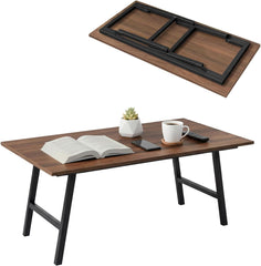 Folding Coffee Table, Portable Floor Table for Sitting on The Floor, Midcentury Modern Coffee Table, Foldable Floor Table for Living Room, 40''L x 20''W x 16.3''H, White Oak