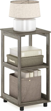 Furinno Moretti Side Table, 2-Tier Stackable Metal Frame End Table with Open Shelf, Night Stand, Bedside Table, Toolless Assembly, for Living Room, Bedroom, Solid White