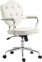 Cute Pink Teddy Desk Chair - Comfy Home Office Chair with Adjustable Height, Swivel Wheels & Tilt Function - Button Tufted Vanity Chair for Bedroom, Classroom & Women (Pink Teddy)