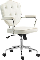 Cute Pink Teddy Desk Chair - Comfy Home Office Chair with Adjustable Height, Swivel Wheels & Tilt Function - Button Tufted Vanity Chair for Bedroom, Classroom & Women (Pink Teddy)