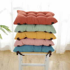 Thicken Corduroy Chair Cushion, Solid Color Seat Cushion Non Slip Dining Chair Pads with Ties, Student Rectangular Board Stool Cushion(Camel,10"x14"x2")