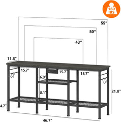 Furologee TV Stand with Power Outlets, Entertainment Center with Open Storage Shelves for TVs up to 55 Inch, Media Console Table with Soundbar Shelf for Living Room, Bedroom, Rustic Brown