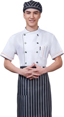 Customized Chef Coat Embroidered Name Chef Uniform Unisex Short Sleeves Cook Jacket Kitchen Canteen Work Clothes