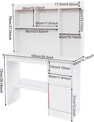 Big Industrial Home Office Desk with Storage, Modern Simple Laptop Desk Study Writing Table for Home, Office, Study, Writing (39.4in L)