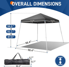 8 x 8 ft Pop Up Canopy Tent, Shade Canopy UV and Water Resistant, Portable Outdoor Gazebo with Carrying Bag Pop Up Tents for Parties and Camping 100 sq. ft. Shade Adjustable Height Dark Gray