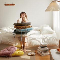 vctops Square Chair Pad Seat Cushion Soft Velvet Chair Cushion with Ties, Solid Color Seat Pad Cushion for Kitchen, Office or Kids Reading (White,16.5"x16")