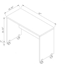 Versatile Mid-Century Mobile Desk for Home Office, Four Wheels for Easy Mobility, Spacious White Oak Surface