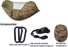 Camping Hammock Tent with Net, Waterproof Hammock with Tree Straps and Carabiners, Portable Ultralight Nylon Parachute Hammocks, for Travel Beach Camping (Color : A, Size : 290x140cm)